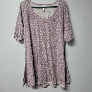 Lularoe Shirt‎ Top Tunic Pink Star Pattern Womens 3XL Plus Casual Comfortable
